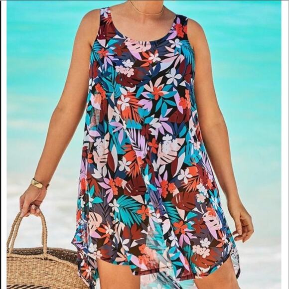 Swimsuits For All  MESH HIGH LOW COVER UP - Picture 1 of 10